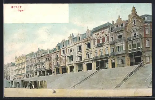 AK Heyst, Digue, Häuserzeile am Strand