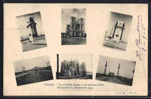 AK Ostende, La nouvelle Eglise et le nouveau Pont, Inaugurés 1905