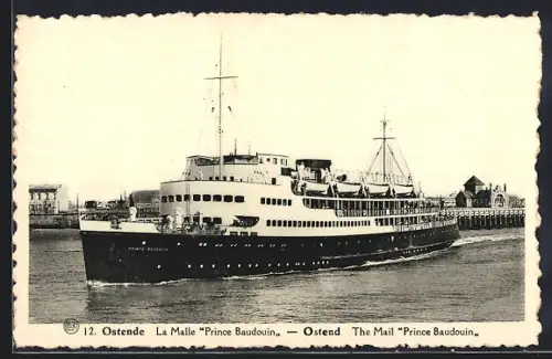 AK Ostende, Dampfer Prince Baudouin in Fahrt