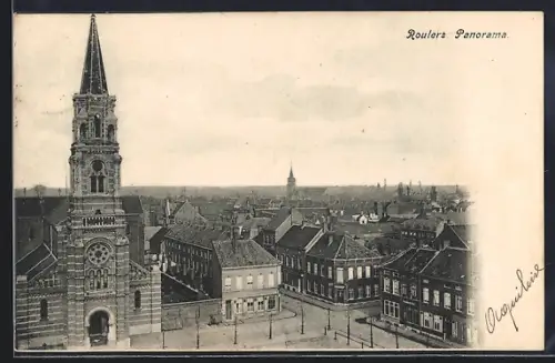 AK Roulers, Panorama mit Kirche
