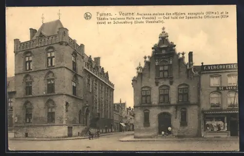AK Furnes, Ancienne maison des Officiers espagnols XVIe Siecle et le Theatre (ancienne halle aux viandes)