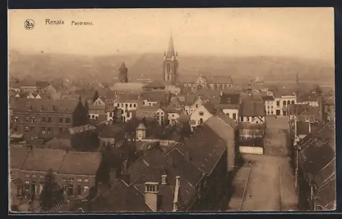 AK Renaix, Panorama mit Kirche und Strassenpartie