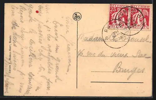 AK Renaix, Panorama mit Kirche und Strassenpartie