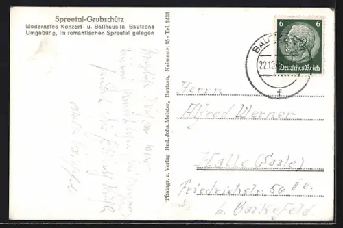 AK Bautzen, Gasthaus Spreetal-Grubschütz mit Garten u. Terrasse