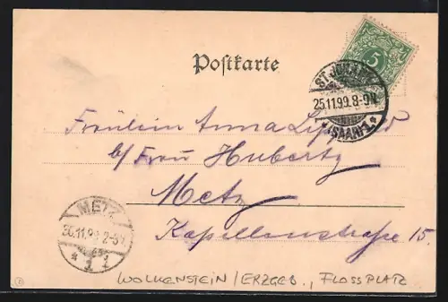 AK Wolkenstein /Erzgeb., Prechtau, Flossplatz mit Brücke und Gebäuden aus der Vogelschau, Panorama