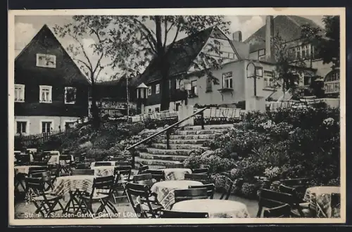 AK Lübau, Gasthof Lübau, Stein- und Stauden-Garten