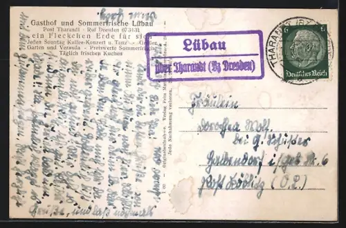 AK Lübau, Gasthof Lübau, Stein- und Stauden-Garten