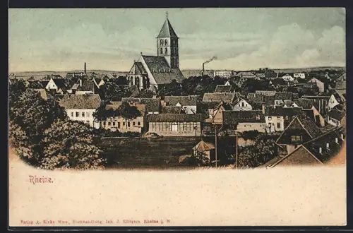 AK Rheine, Ortsansicht mit Kirche