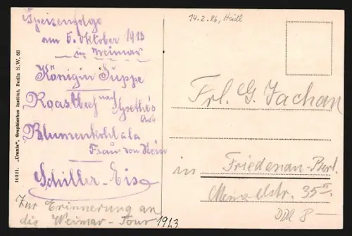 AK Weimar / Goethe, Hotel Kaiserin Augusta mit Strassenpartie