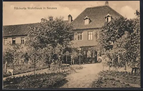 AK Neuses / Coburg, Rückerts Wohnhaus vom Garten aus gesehen