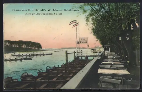 AK Berlin-Grunewald, Schildhorn, R. Schmidts Wirtshaus