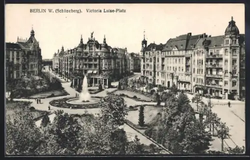 AK Berlin-Schöneberg, Victoria-Luise-Platz mit Springbrunnen u. Strassen aus der Vogelschau