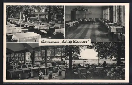 AK Berlin-Wannsee, Restaurant Schloss Wannsee: Speisesaal, Garten, Terrasse