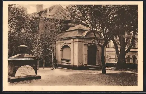AK Weimar / Thüringen, Friedrich von Schillers erste Begräbnisstätte auf dem Jacobsfriedhof in Weimar