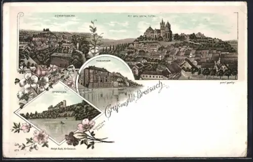 Lithographie Alt-Breisach, Rheinthor, Sponneck, Eckartsberg