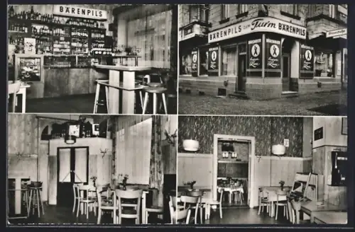 AK Berlin-Wilmersdorf, Restaurant zum Turm mit Innenansichten, Detmolder Strasse 49