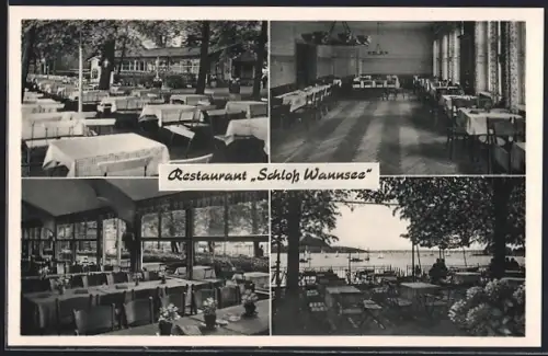 AK Berlin-Wannsee, Restaurant Schloss Wannsee: Speisesaal, Garten, Terrasse
