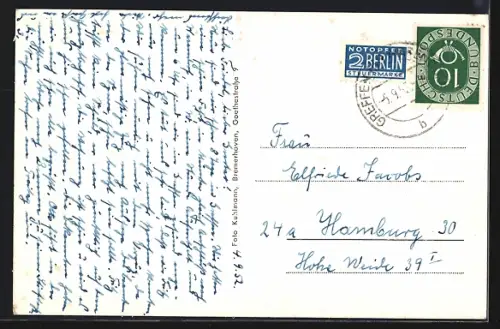 AK Greffen i. Westf., Schule, Kirche, Dorfstrasse