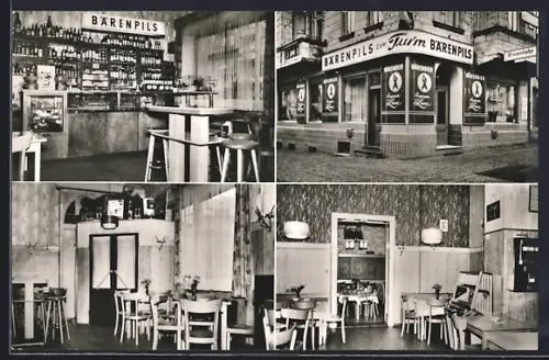 AK Berlin-Wilmersdorf, Restaurant zum Turm mit Innenansichten, Detmolder Strasse 49