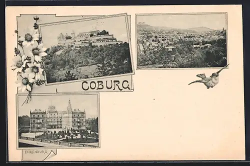 AK Coburg, Teilansicht, Burg, Ehrenburg