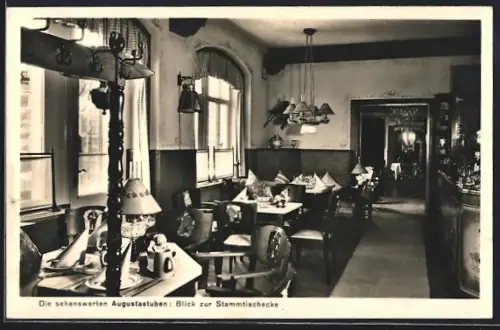 AK Weimar / Thüringen, Hotel Kaiserin Augusta, Bes. Heinrich Langsdorf, Innenansicht, Augustastuben mit Stammtischecke