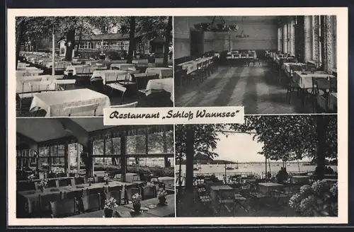 AK Berlin-Wannsee, Restaurant Schloss Wannsee: Speisesaal, Garten, Terrasse