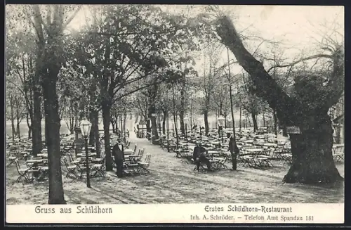 AK Berlin-Grunewald, Schildhorn, Erstes Schildhorn-Restaurant A. Schröder