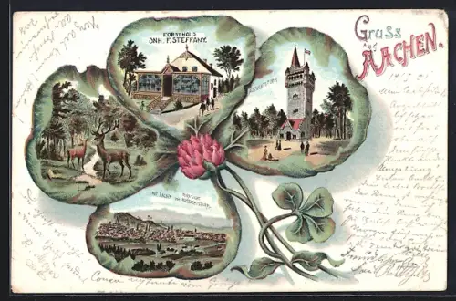 Passepartout-Lithographie Aachen, Forsthaus Steffany, Aussichtsturm