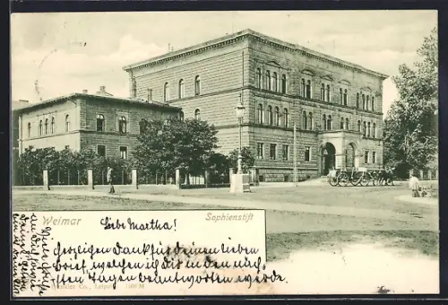 AK Weimar / Thür., Blick zum Sophienstift
