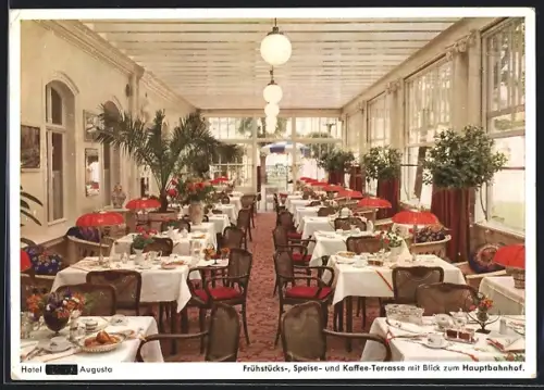 AK Weimar / Thüringen, Hotel Augusta, Frühstücks-, Speise- und Kaffee-Terrasse