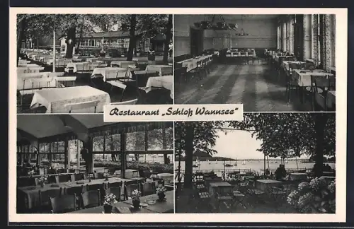 AK Berlin-Wannsee, Restaurant Schloss Wannsee: Speisesaal, Garten, Terrasse