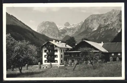 Foto-AK Ramsau / Berchtesgaden, Ortsansicht mit Bergen