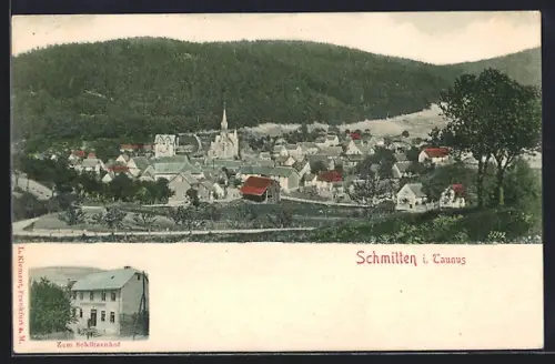 AK Schmitten, Totalansicht mit Gasthof zum Schützenhof