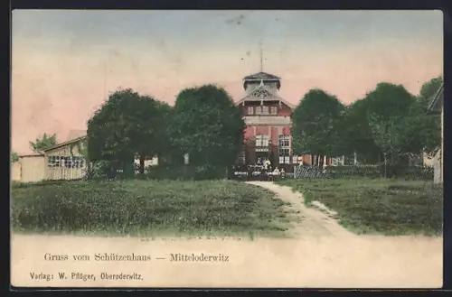 AK Mitteloderwitz, Gasthof Schützenhaus