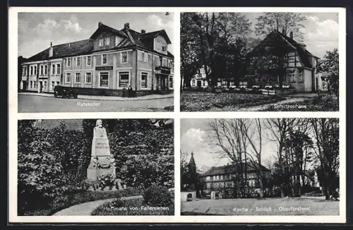AK Fallersleben, Gasthof Ratskeller, Schützenhaus, Denkmal Hoffmann v. Fallersleben