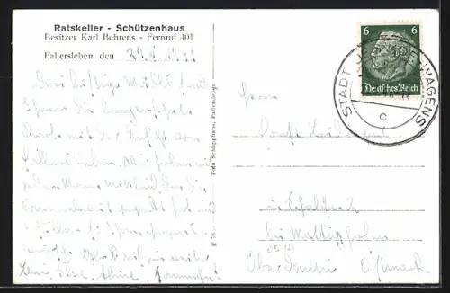 AK Fallersleben, Gasthof Ratskeller, Schützenhaus, Denkmal Hoffmann v. Fallersleben
