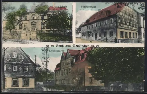 AK Neukirchen / Erzgeb., Gasthof Schützenhaus, Strassenpartie