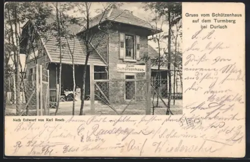 AK Durlach, Gasthof Schützenhaus auf dem Turmberg