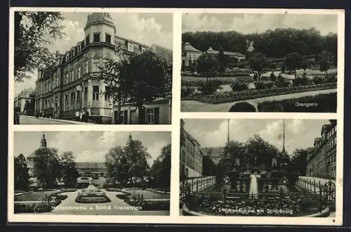 AK Gotha /Thür., Hotel zum Schützen, Orangerie, Wasserkünste am Schlossberg, 