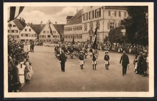AK Biberach / Riss, Spitze des Festzuges beim Schützenfest, Schützenverein