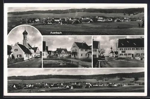 AK Auerbach / Horgau, Kirche, Ortsansichten