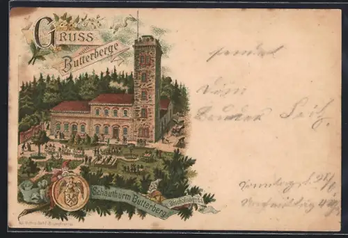 Lithographie Bischofswerder, Gasthaus Schauthurm Butterberg