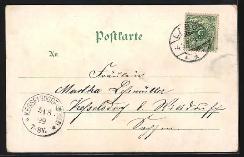 Lithographie Laboe, Hotel und Hafenansicht