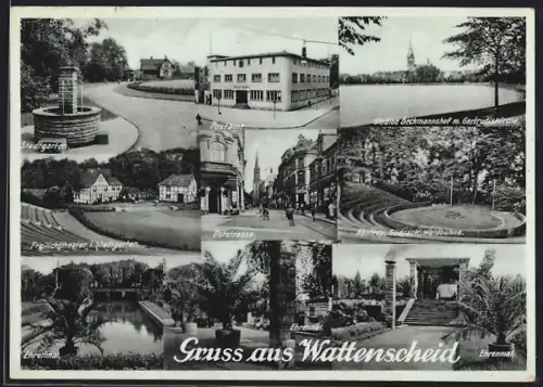 AK Wattenscheid, Stadtgarten, Postamt, Oststrasse, Höntrop, Südpark, Waldbühne, Ehrenmal, Station Beckmannshof
