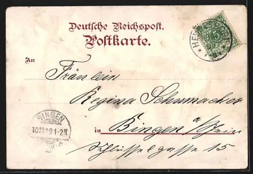 Lithographie Neuwied-Weissenthurm, Schloss, Ortsansicht mit Dampfer