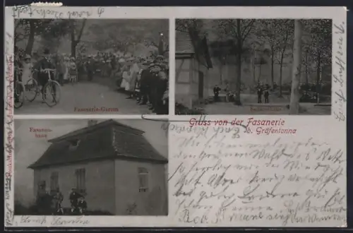 AK Gräfentonna, Gasthof Fasanerie, Garten, Schiesshaus