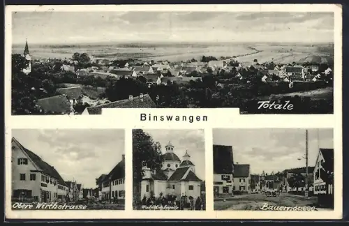 AK Binswangen / Dillingen, Obere Wirthstrasse, Bauerngasse, Wallfahrtskapelle, Ortsansicht