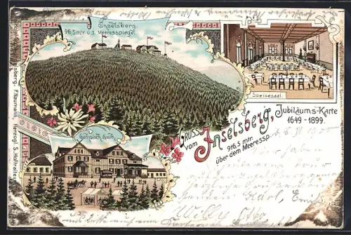 Lithographie Brotterode, Gothaisch. Gasthaus, Speisesaal, Inselsberg