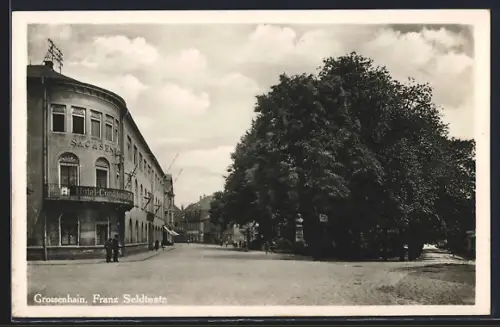 AK Grossenhain / Sachsen, Hotel Sachsenhof, Franz Seldtestrasse