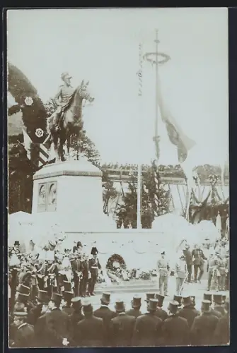 Foto-AK Nürnberg, Einweihung des Luitpold-Reiterstandbilds am Bahnhof 1901